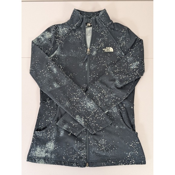 North Face Jacket Womens Small Black White Full Zip Fleece Galaxy Print Outdoors - Picture 12 of 13